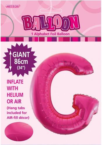 Giant Hot Pink Letter G 86cm (34”) Foil Balloon